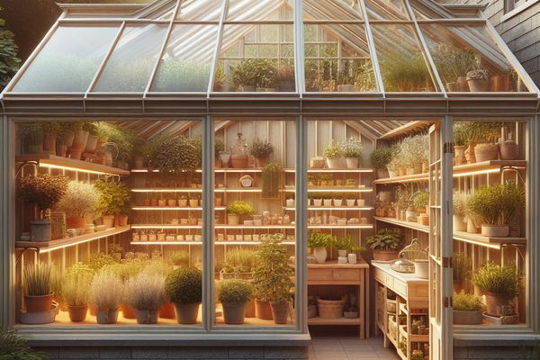 Lean-to greenhouse attached to building wall